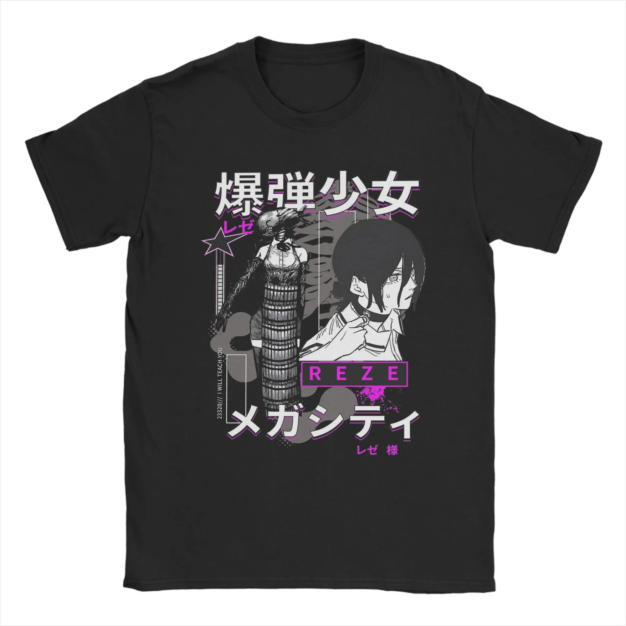 REZE Chainsaw Man The Girl Anime T-Shirt Men's Y2K Fun Cotton T Shirts Summer Tees Oversized Clothing