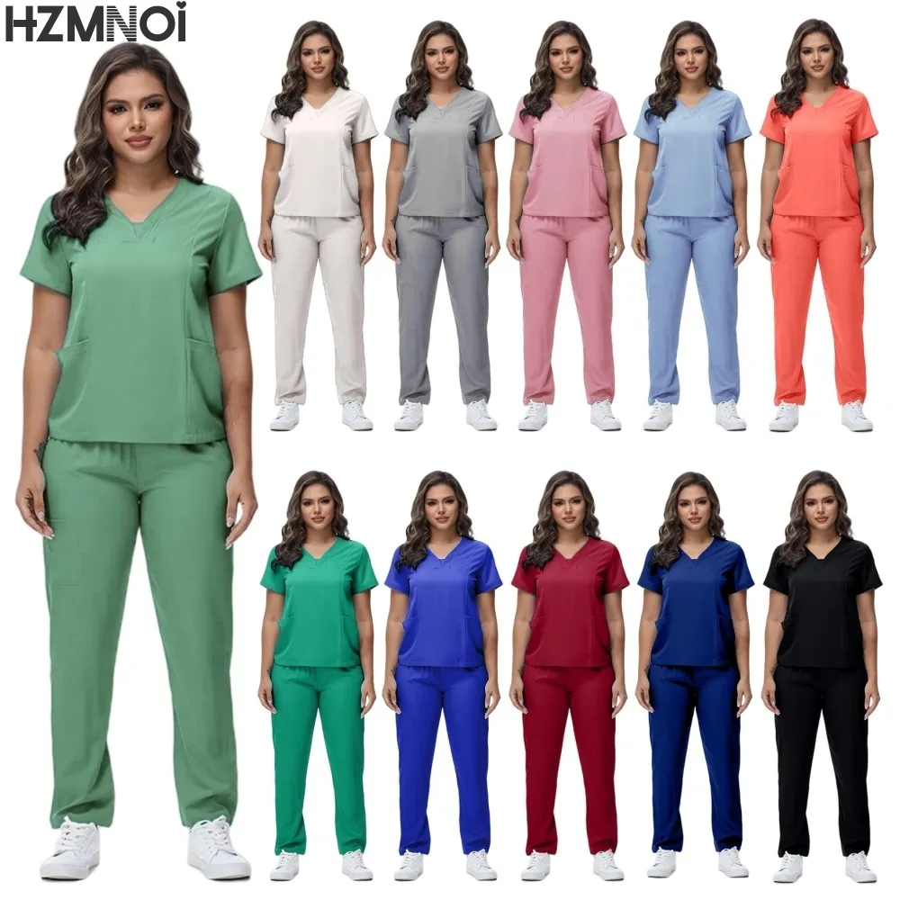 uniformes-medicos-femininos-conjuntos-de-scrubs-elasticos-vestidos-cirurgicos-para-hospital-camisas-de-manga-curta-acessorios-de-enfermagem-roupas-para-medicos