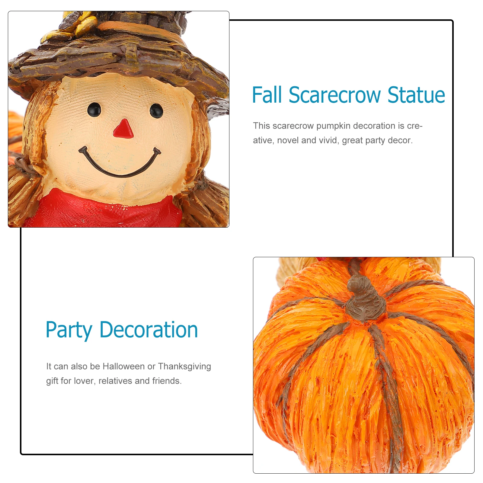 

1Pcs Resin Scarecrow Pumpkin Decoration Bright Halloween Thanksgiving Party Decor Table Decoration Artificial Pumpkins Figurine