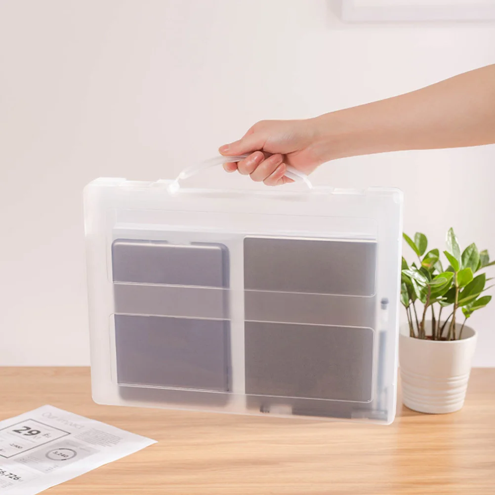 

Portable H led Document Box Plastic File ganizer Storage Case for Papers A4 Practical Desk ganizer Files Certificate