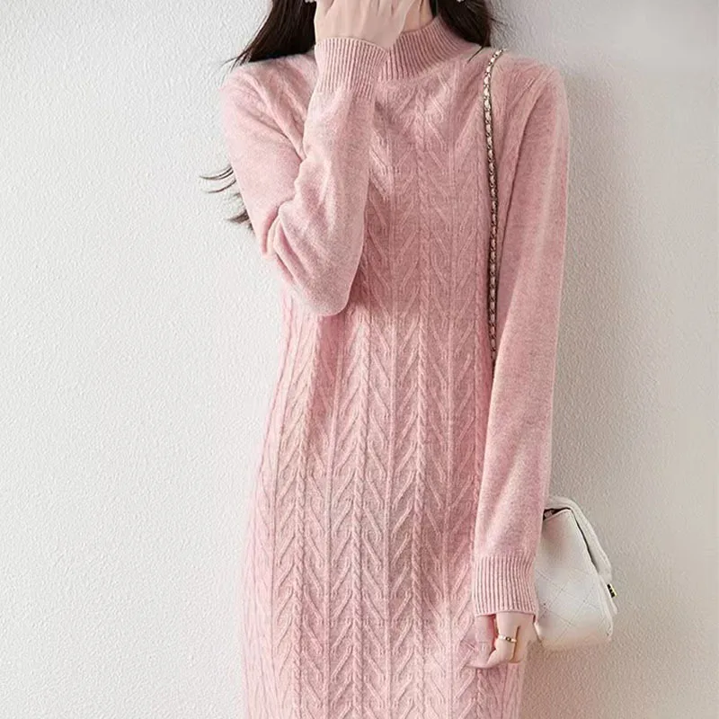 

Knee Length Pullovers For Woman Sweaters Jumpers Women Fitted Twist Midi-Length Outdoors Teens Moda Tunic Patchworked Fashion OL