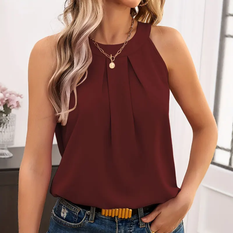 Halter Neck Tank Tops With Bow Tied Summer Women 2024 Elegant Women Thin Tops Basic Casual O-neck Tees Sleeveless Black Tank Top