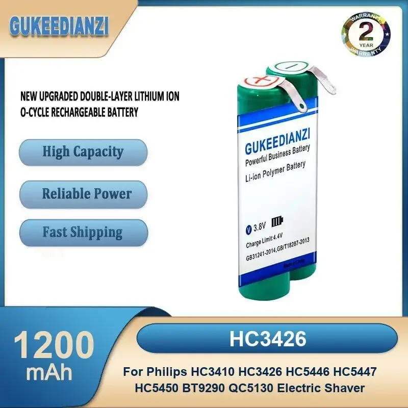 

HC3426 1200 мАч аккумулятор для машинки для стрижки волос большой емкости для электробритвы Philips HC3410 HC3426 HC5446 HC5447 HC5450 BT9290 QC5130