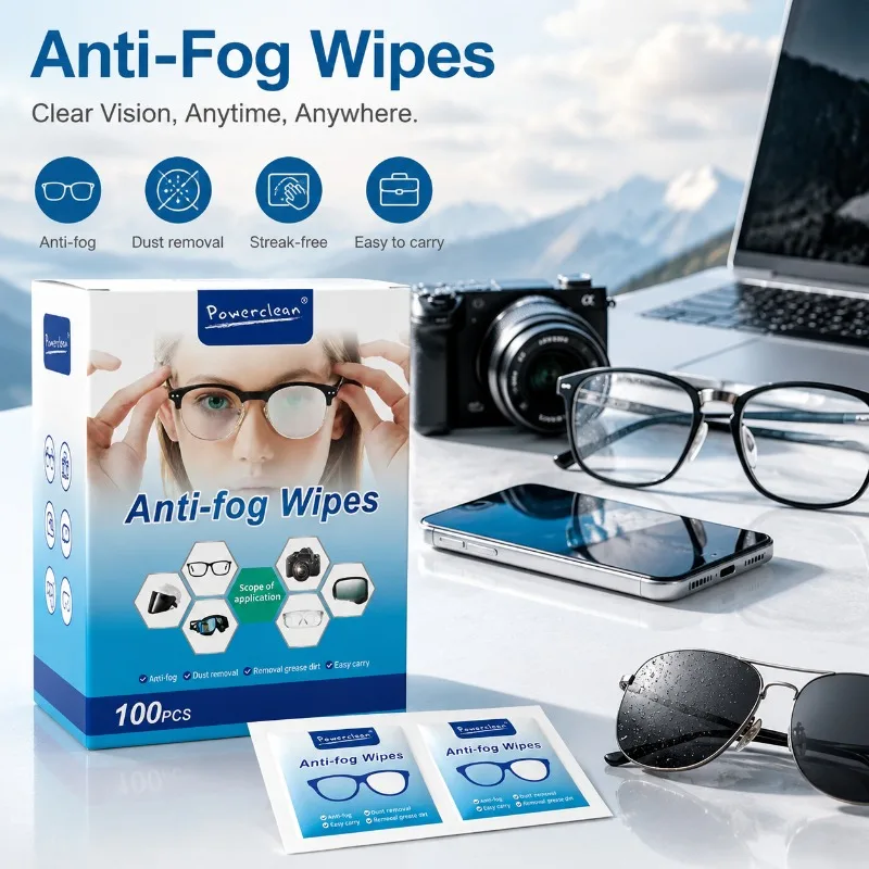 100pcs Disposable Anti Fog Glasses Cleaning Wipes Anti Static Lens Wipes for Cellphone Screen Glasses Care