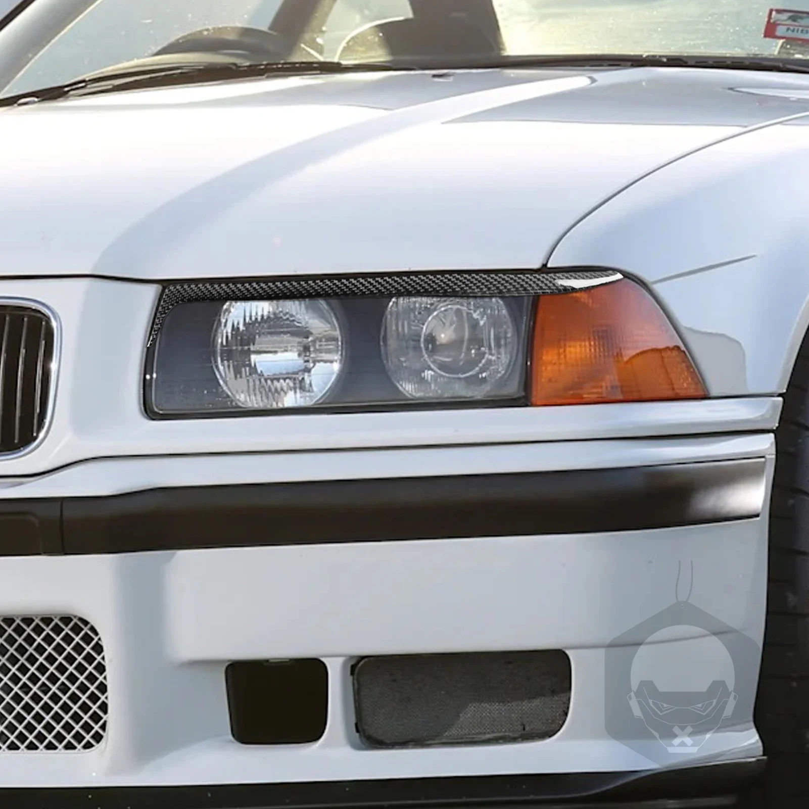 GEFENSI Car Headlight Head Lamp Eyebrow Eyelids Sticker Trim Cover For BMW E36 1992 1993 1994 1995 1996 1997 1998 Real Carbon Fi