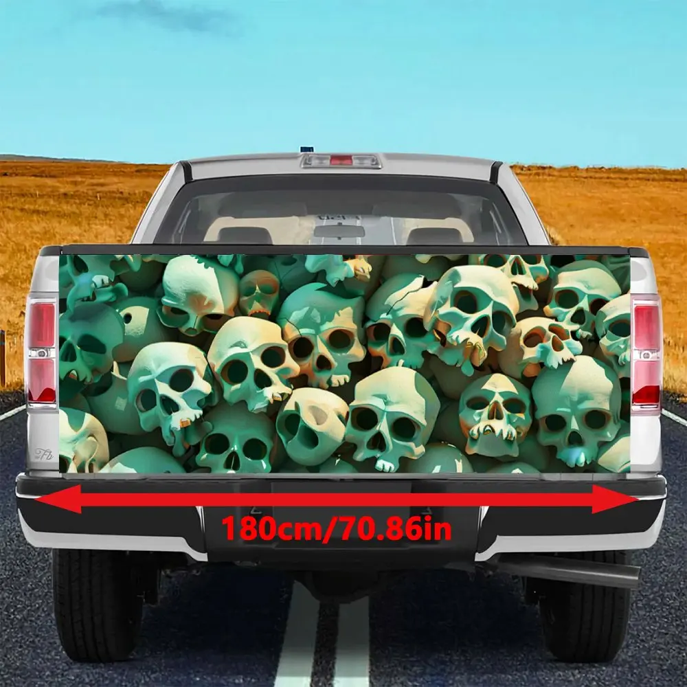 Terrifying Skull Skeleton Head Car Tail Trunk Protect Vinly Decal Auto Accessories Hood Decoration Sticker for Off-road Pickup