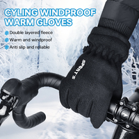 X-TIGER Men's Winter Warm Padded Cycling Gloves Touch Screen Ski Waterproof Five Fingers Windproof Thickened Cotton Gloves