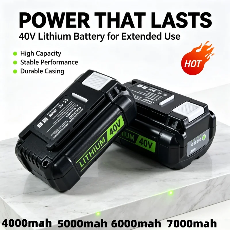 40V Cordless Power Tools Li-ion Rechargeable Battery 4.0Ah-7.0Ah for Ryobi RY40502 RY40200 OP4050 OP4026 OP40401