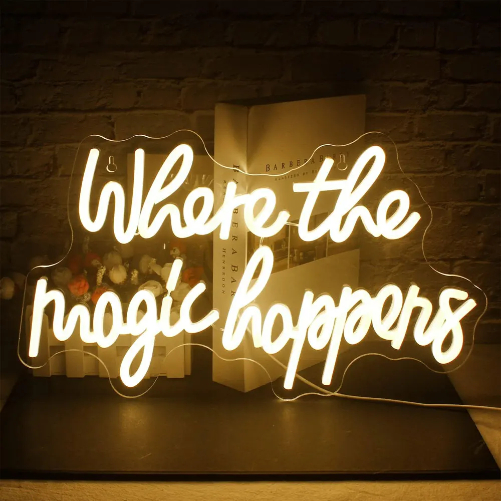 Where The Magic Happens Neon Sign Led Light Up Signs for Wall Decor Usb Powered Indoor Light for Bedroom Wedding Birthday Party