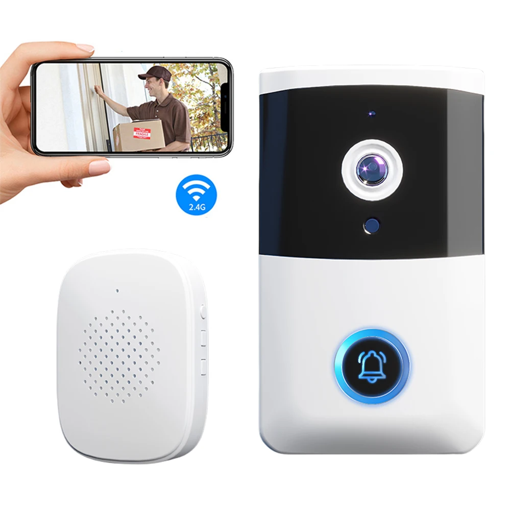 WiFi Wireless Video Doorbell IR Night Vision Doorbell Camera Visual Doorbell for Home Security Alarm System