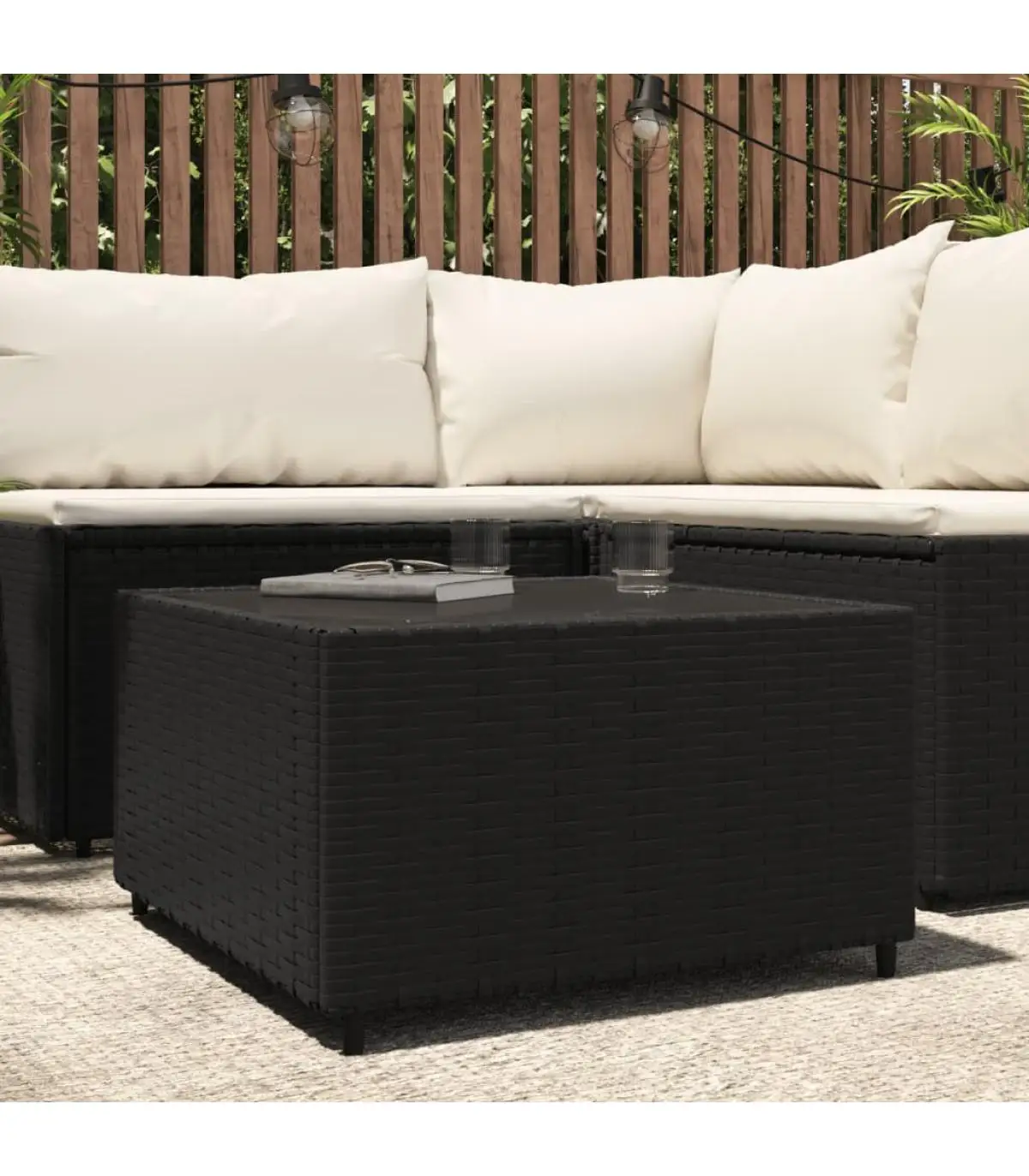 Garden tables garden table garden square synthetic rattan black 50x50x30cm