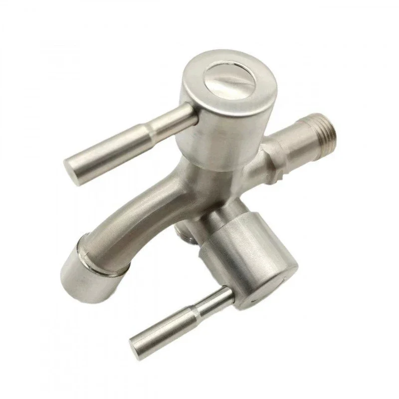 1/2" Double Outlet Faucet for Washing Machine Dual Control Water Tap One in Two out Bidet Faucet Bathroom Sink Fitting