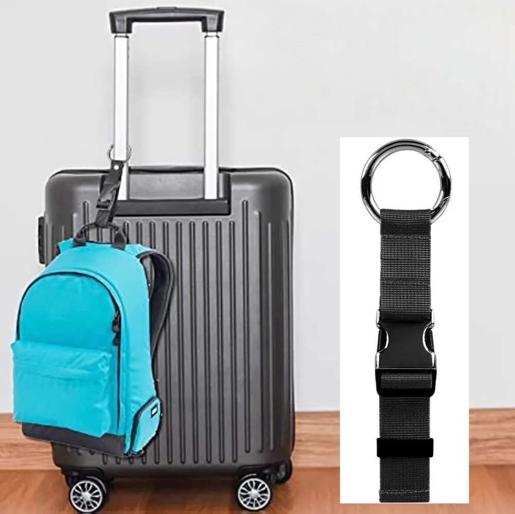 Holiday Travel Portable Black Plastic Suitcase Hanging Belt Multifunctional Backpack Elastic Buckle External Hook Luggage Strap