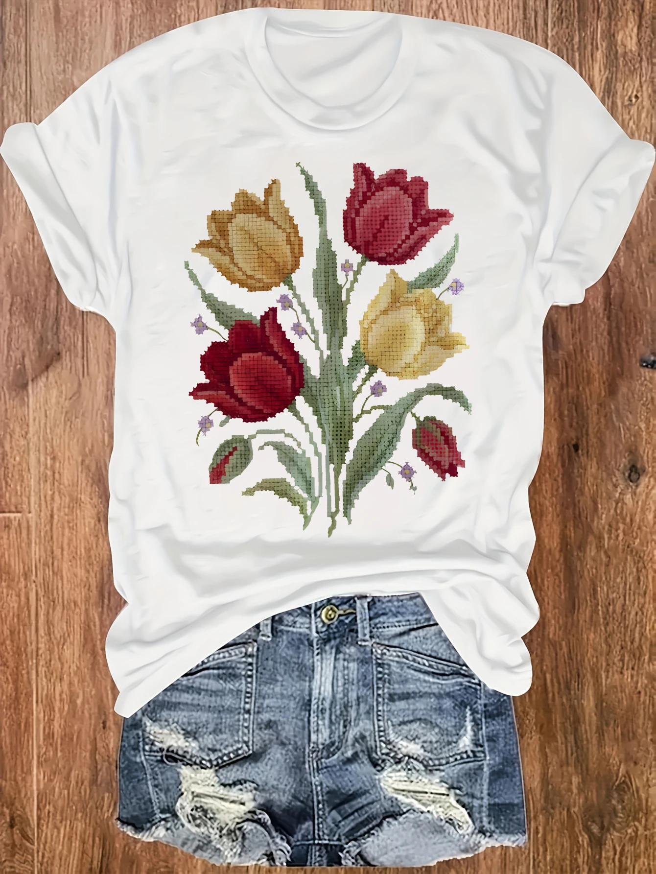 

women's plus size tank top Tulip Flower Pattern Design Art Suitable for sports and daily wear summer beach vacation top, summer