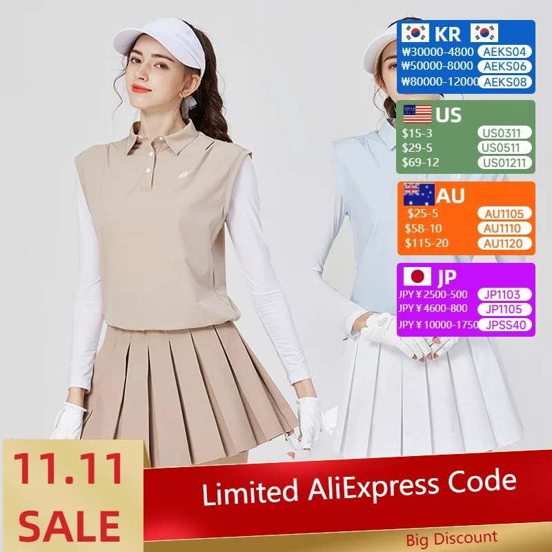 

Blktee WomenPolo Top Ice Silk с длинными рукавами и солнцезащитным кремом, свободная рубашка из двух частей, теннисная плиссированная юбка, женские шорты для гольфа