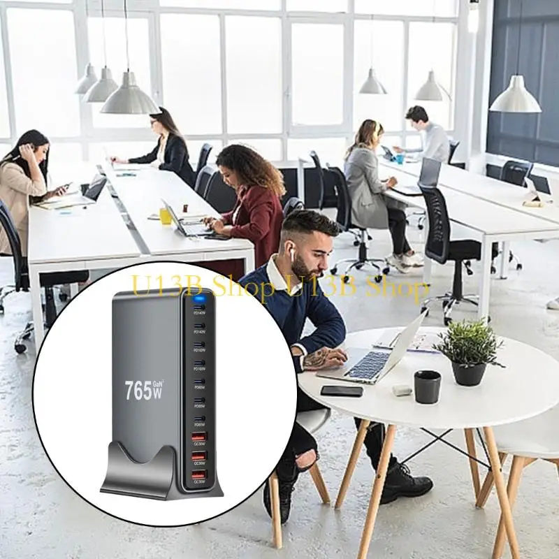 U13B Smartests 765W USB C GaNs Rapid 10 Devices Simultaneously PD Enableds Portable With Thermals Cont