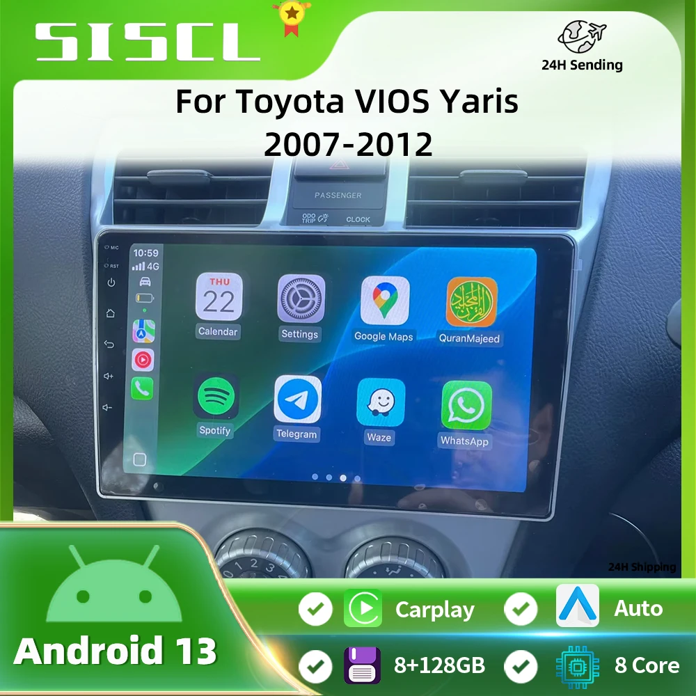 

2 Din Android16 Car Stereo Radio For Toyota Vios Yaris 2007 2008-2012 Multimedia Video Player Carplay GPS Navigation With Screen