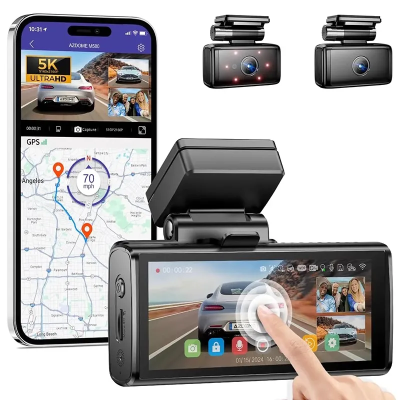 Видеорегистратор AZDOME M580, GPS, 3 камеры, 4K + 1080P + 1080P, Wi-Fi