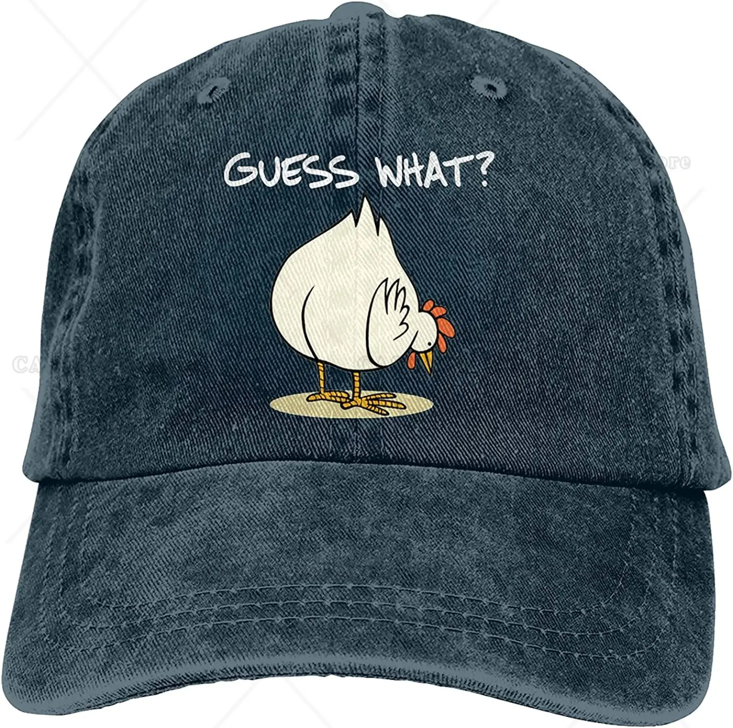 Guess What Funny Design Art Chicken Butt Baseball Cap, Adjustable Size Dad Hat, Vintage Baseball Hats for Men Woman