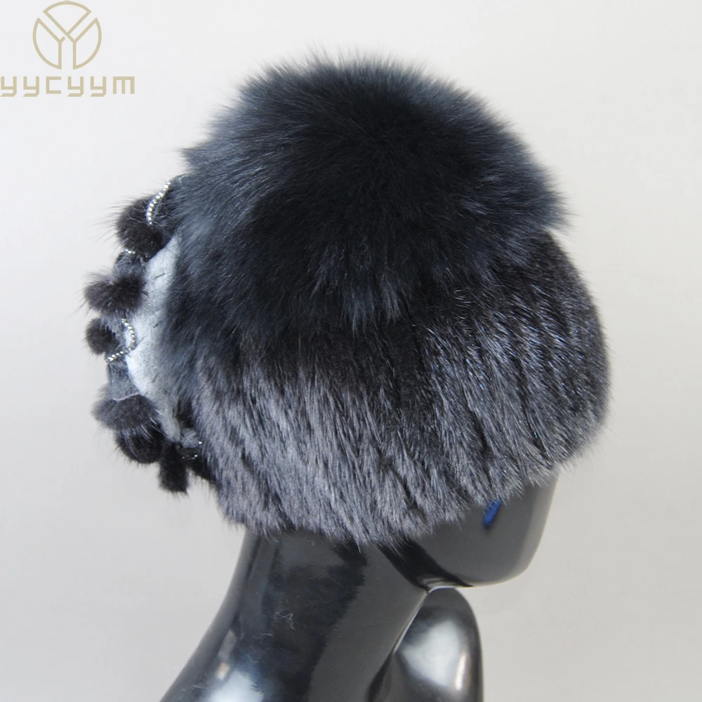 2024 Hot Sale Brand Women Winter Fur Hats Real Mink Fur Hat Thick Warm Fashion Knitted Fur Beanies Female Good Quality Fur Cap