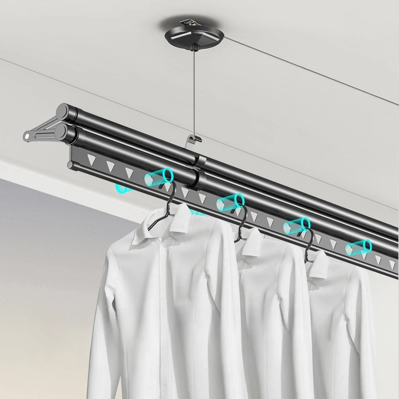 

Hand lift drying rack Balcony household multi-functional double rod quilt rack