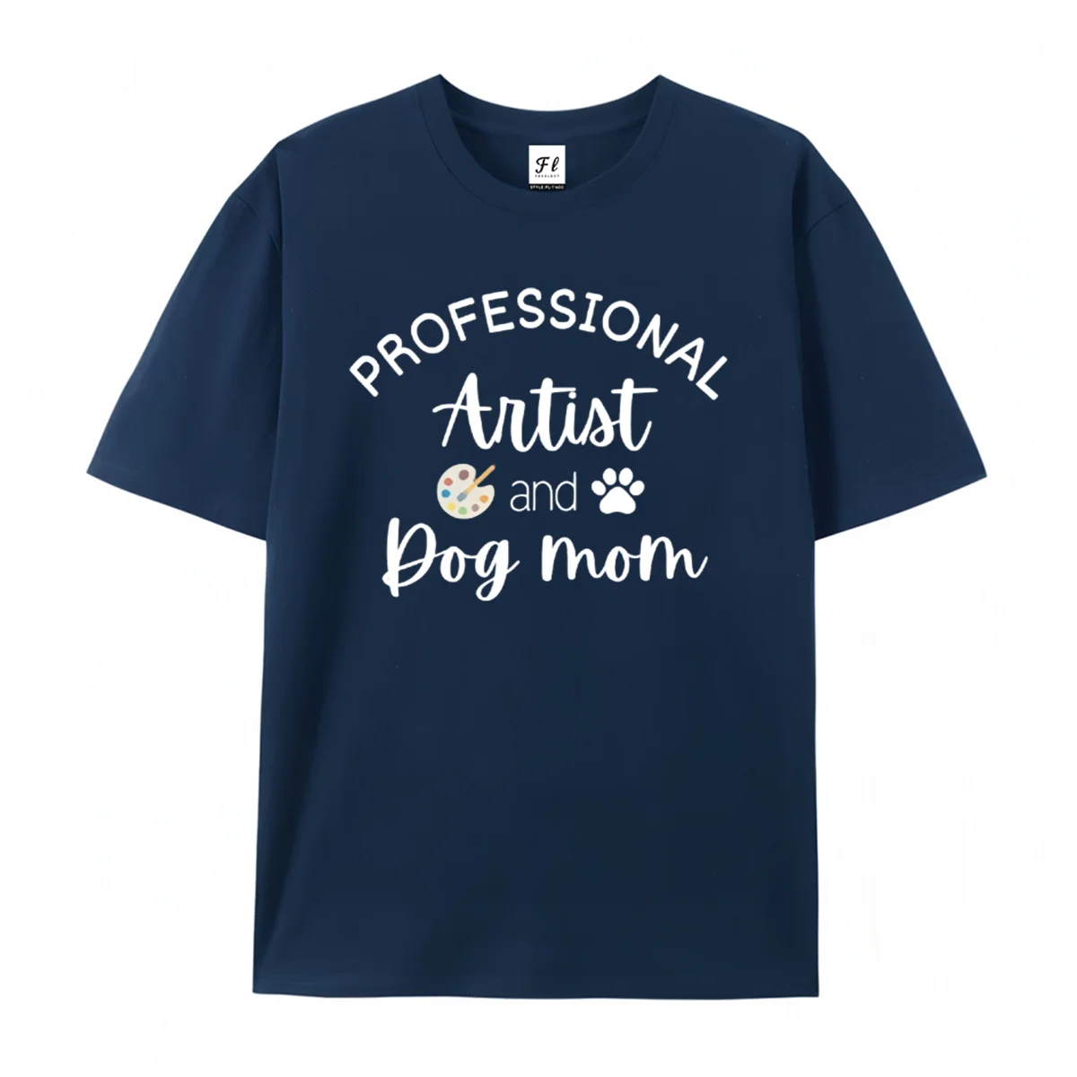 Professional Artist And Dog Mom Graphic T‑Shirt Painter Palette Paw Print Casual Crew Neck Short Sleeve Tops Pet Lover Tee