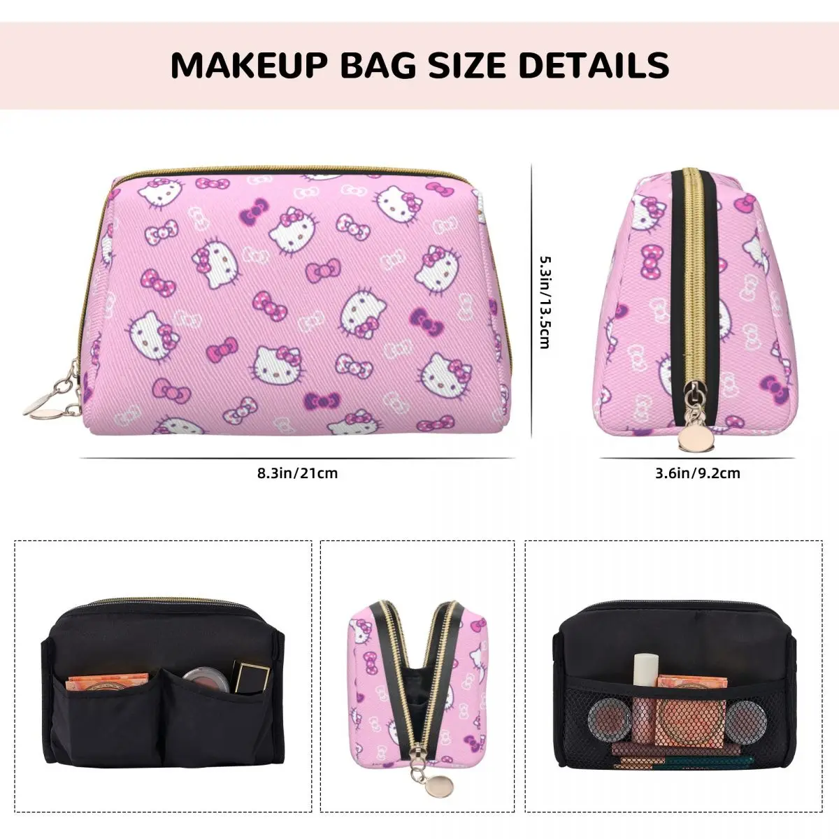 Large Capacity Hello Kitty Cosmetic Bag Portable Makeup Pouch Women Washbag Sanrio Kitty White Toiletry Kit