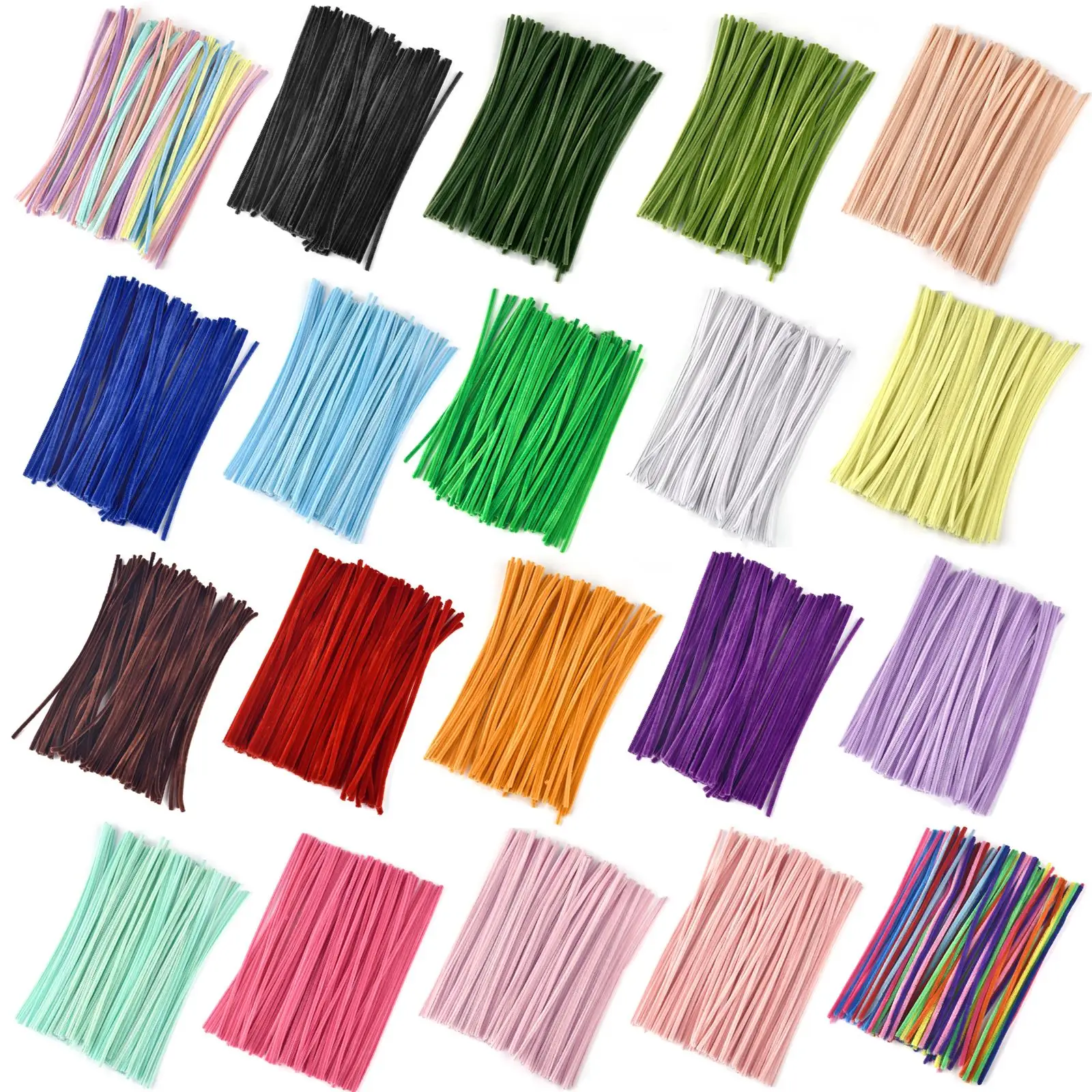 100pcs Colorful Chenille Stems Pipe Cleaner Crafts Plush Tinsel Stick Wired Twist Stick Kids Educational Toy DIY Arts Supplie