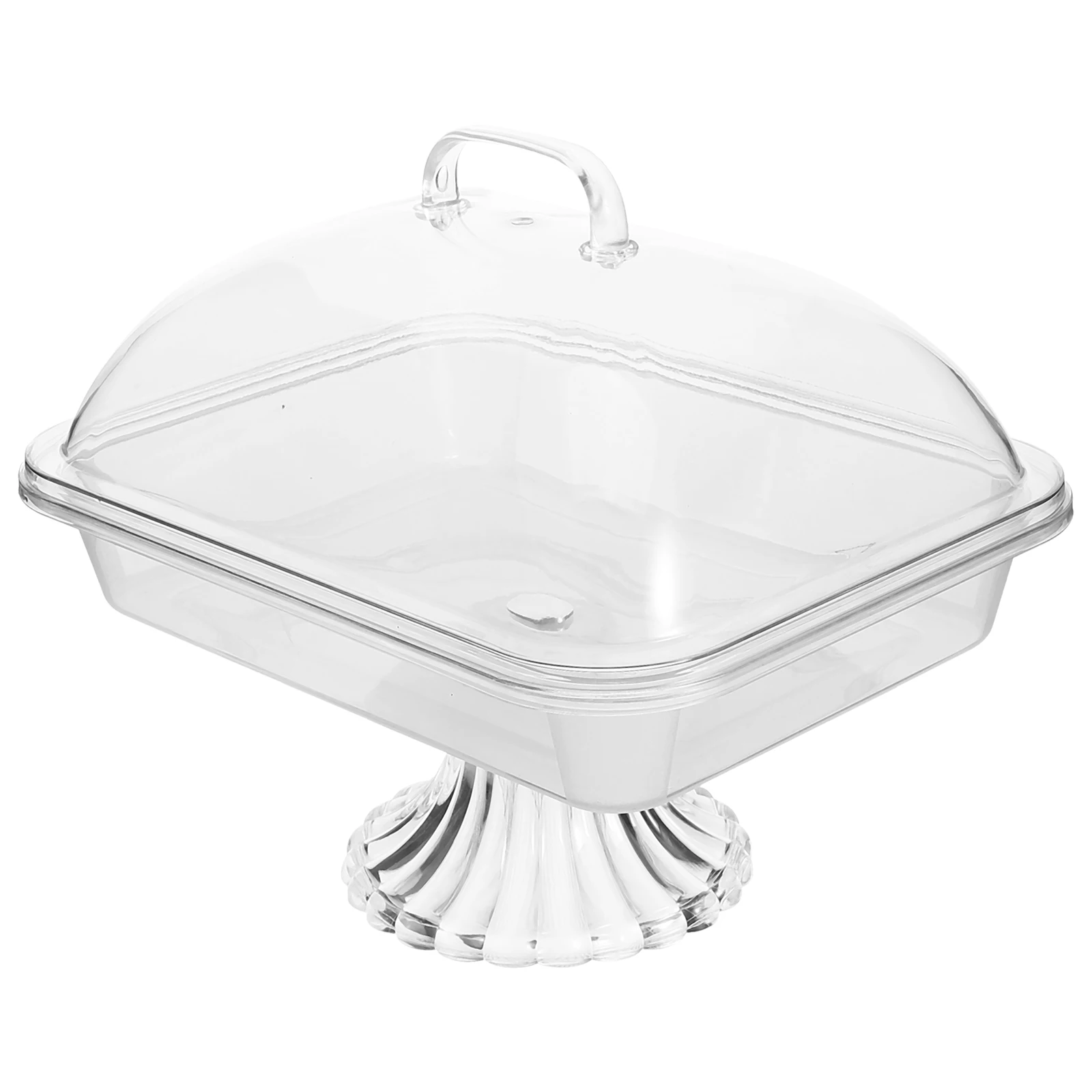 

Transparent 27cm Long Rectangular Food Preservation Tray with High Lid Cake Plate Display Stand Snack Fruit Tray Serving Platter