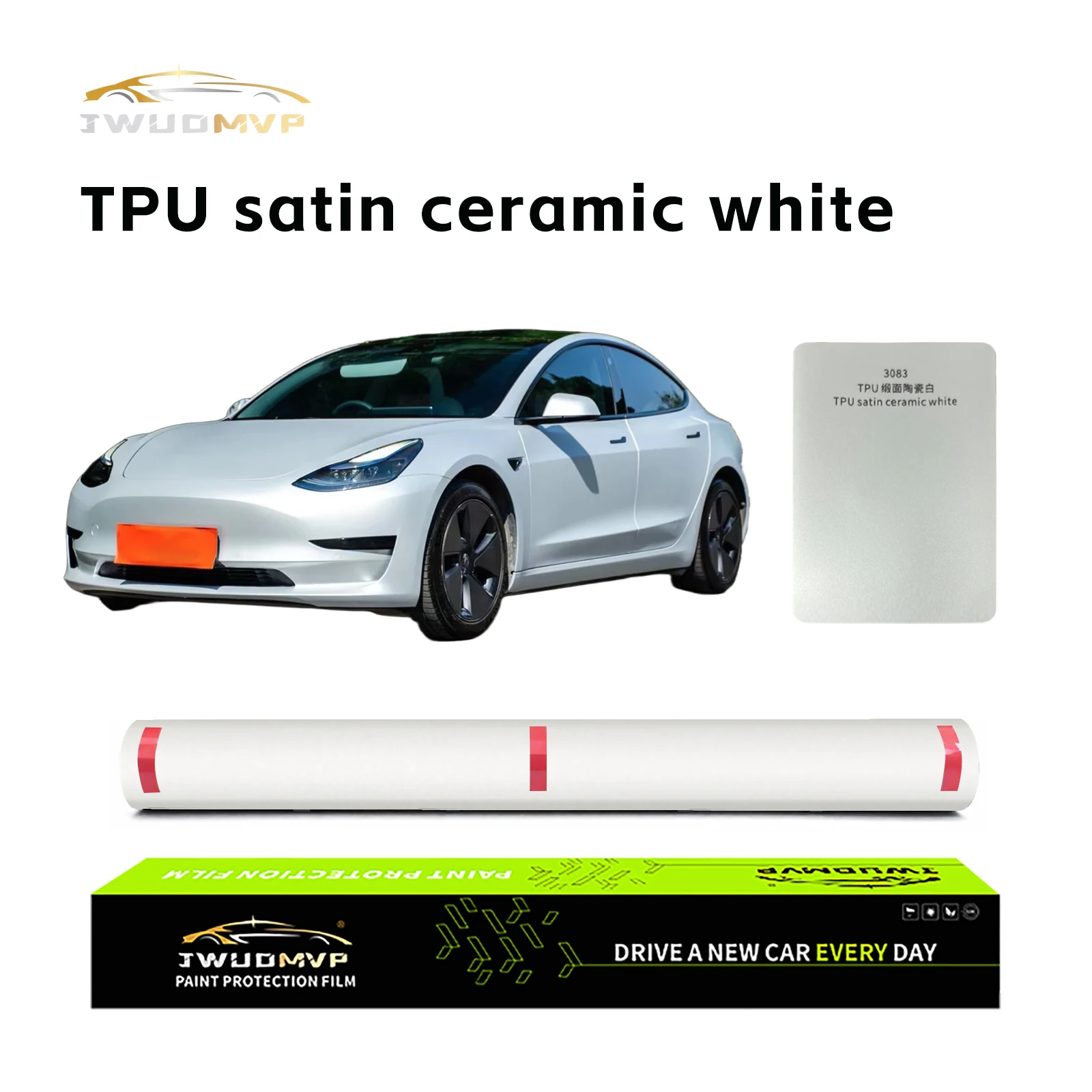 

JWUDMVP 1.52x15m TPU PPF Ceramic White Car Film Self-Healing Scratch-Resistant Color-Resistant High-Quality Paint Protectio