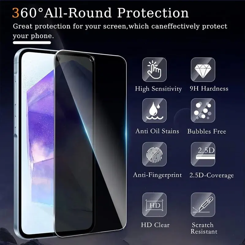 Anti-Spy Tempered Glass For Samsung S24 Ultra S23 FE S21 S10e A54 A53 A52 A55 A33 A35 A15 A34 A32 A12 Privacy Screen Protector