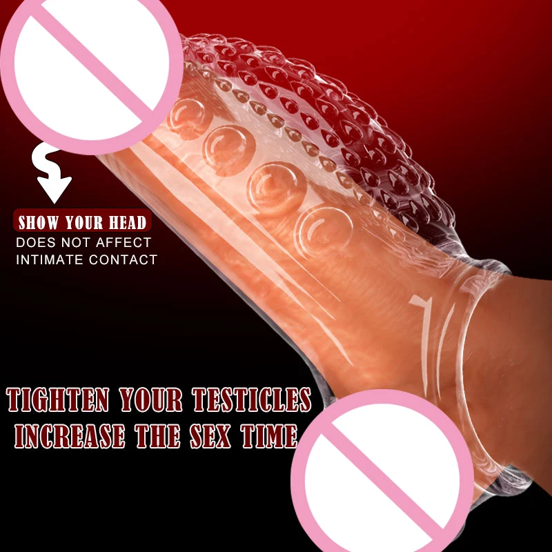 Penis magnify Cock Rings Delay Ejaculation Penis Condoms Sleeve Silicone Glans Cover Enlargement Sex Toys For Men chastity cage