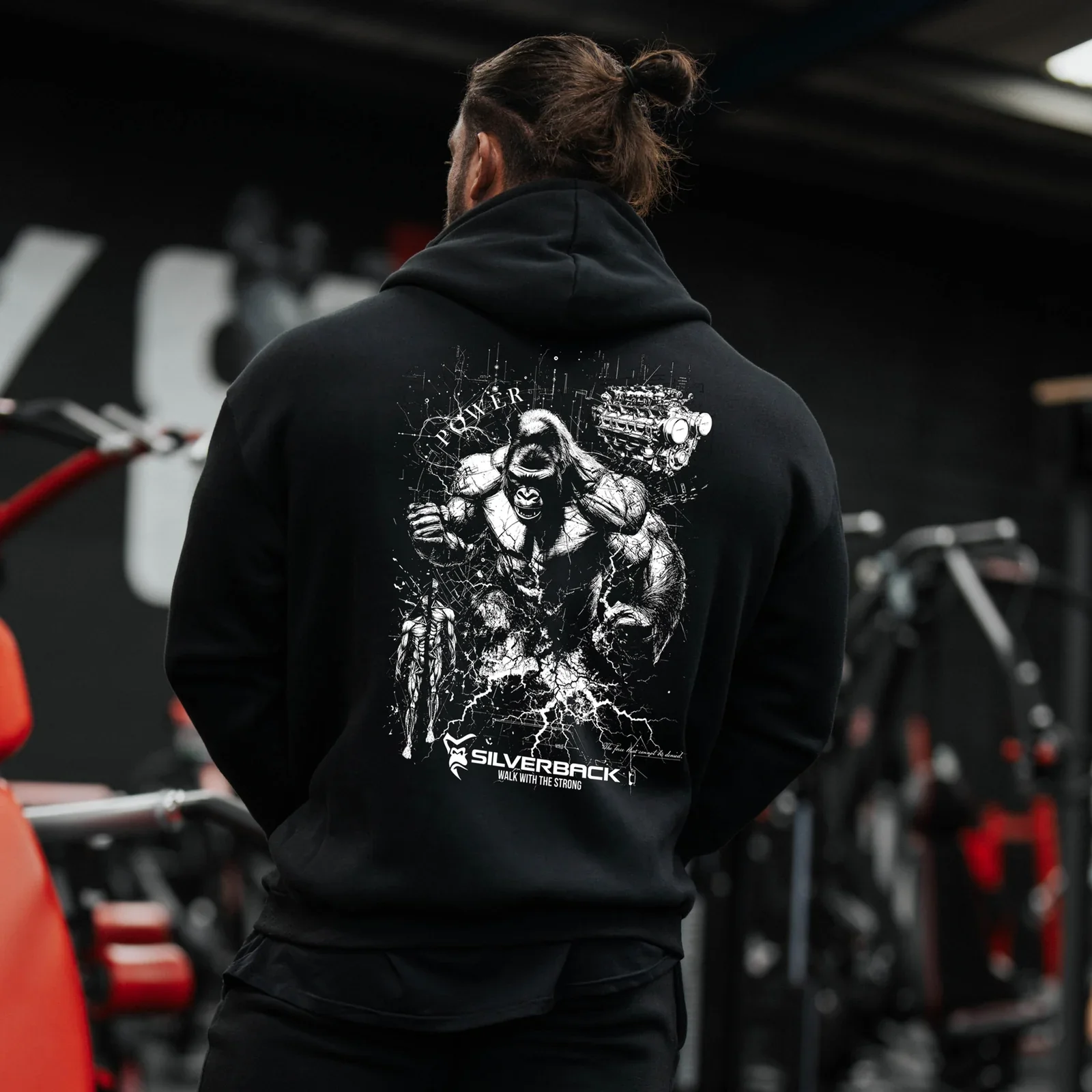 SILVERBACK Nightmare Men Zip Hoodie Heavyweight Gym Hoodies Workout Bodybuilding Casual Oversize Pullover Sweatshirt with Zipper