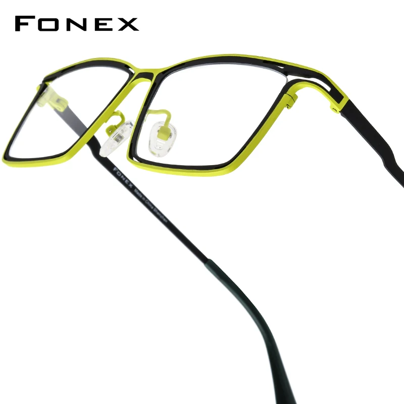 FONEX Titanium Glasses Frame Men Fashion Brand Deisgn Retro Vintage Square Eyeglasses Ultralight-Weight Japanese Eyewear 85804