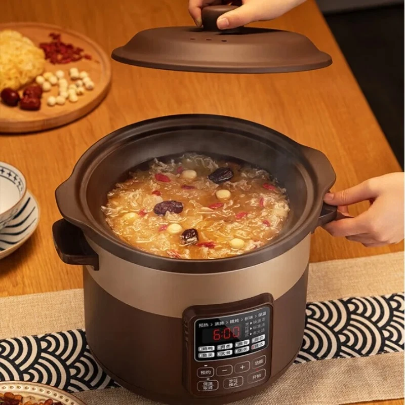 Stewpot with Purple Sand Inner Pot 4L Soup Pot for Cooking Health Intelligent