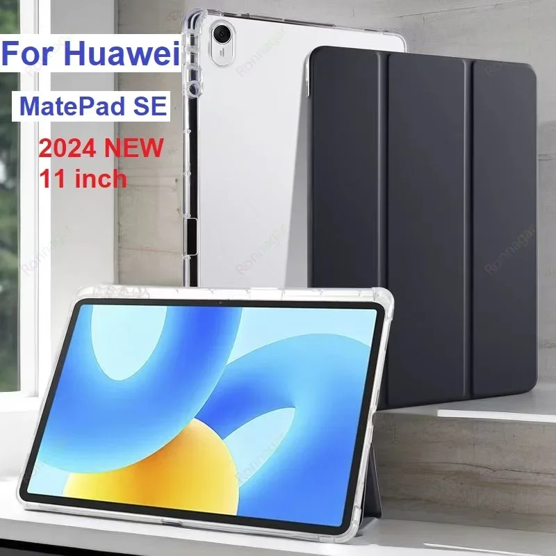 

For Huawei MatePad SE 11 case Magnet Tablet Stand with Pencil Holder Cover for Huawei MatePad se 2024 Soft Back Fold Funda Stand