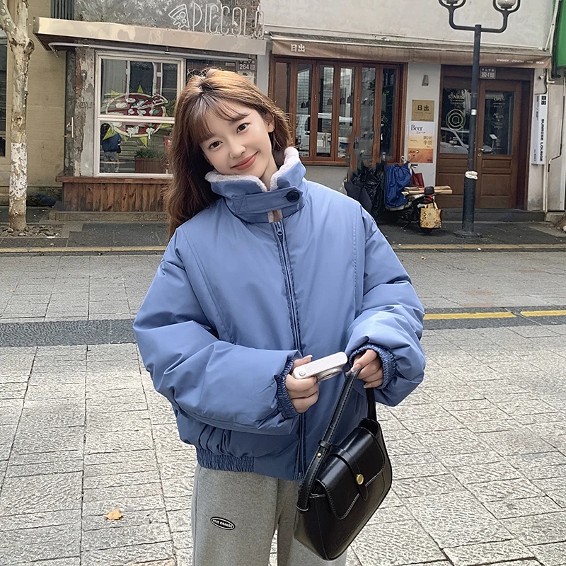 

Женская парка Y2K свободного кроя с карманами-карго, завязками по низу, из ткани с покрытием из пушистой овечьей шерсти, асимметричный крой, в стиле колледж-атлетика, повседневная одежда