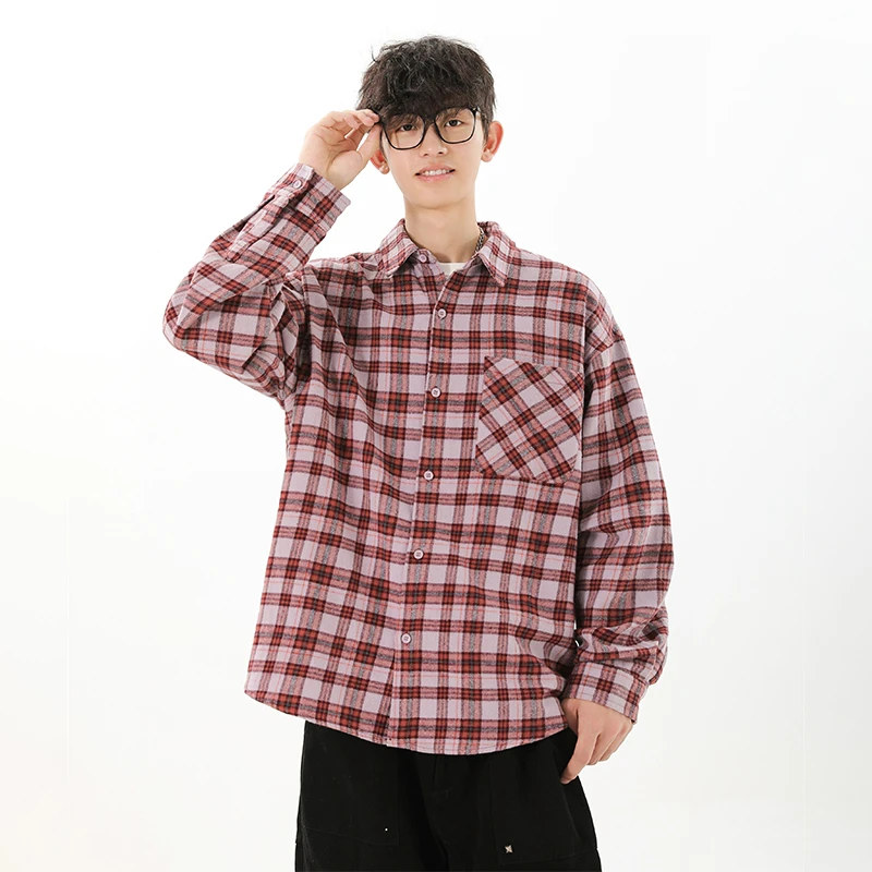 Cityboy Shirt Men Streetwear Fashion Loose Casual Long Sleeve Plaid Oversiz Shirts Women Hip Hop Cardigan Blouses