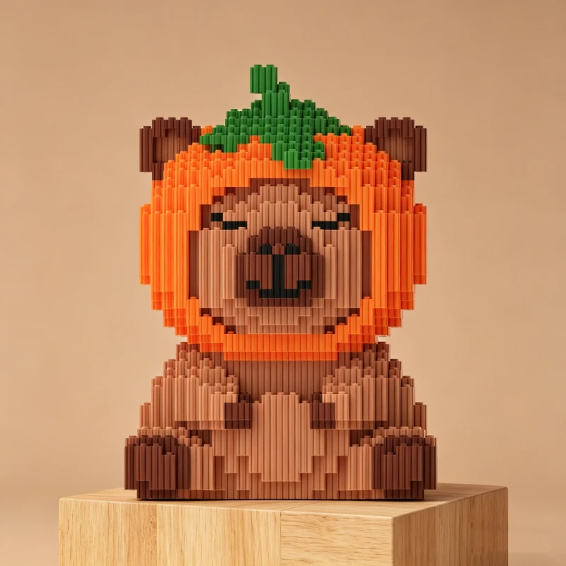 

Cute Persimmon Capybara Micro Building Blocks DIY Assembly Toy Animal Figurine Desk Decor Ornament Gift for Fans and Collectors