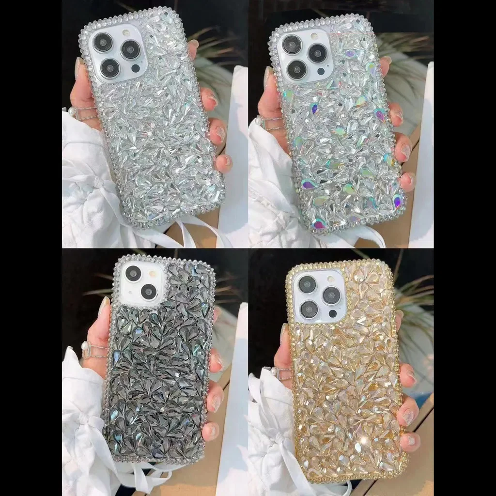 Для iPhone 16 15 14 13 12 Mini 11 Pro XS Max XR X 8 7 Plus Супер модный полностью блестящий маленький кристаллический бриллиант прозрачный чехол для телефона