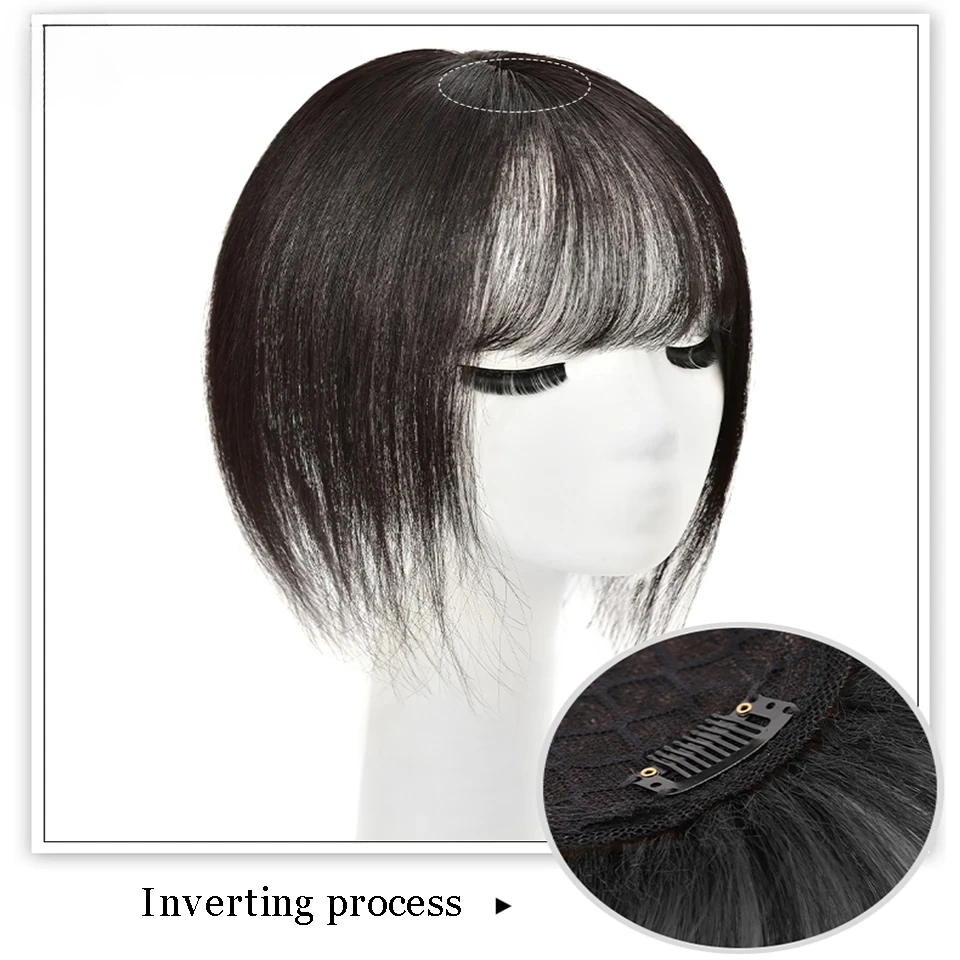 Parrucca da donna Pezzo di capelli da donna Frangia francese 3D Naturalmente soffice e leggera Copre perfettamente i capelli bianchi