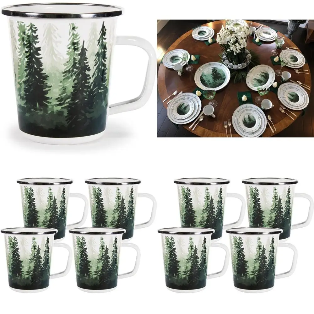 

4-Piece Forest Glen 16oz Enamelware Latte Mugs for Coffee or Tea