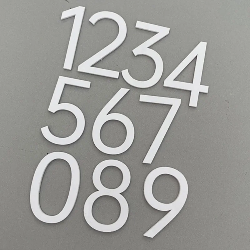 3D Acrylic 0-9 Number Self Adhesive Sticker White Gold Apartment Building Door Window Adress Mailbox Sign Decoration Plaques