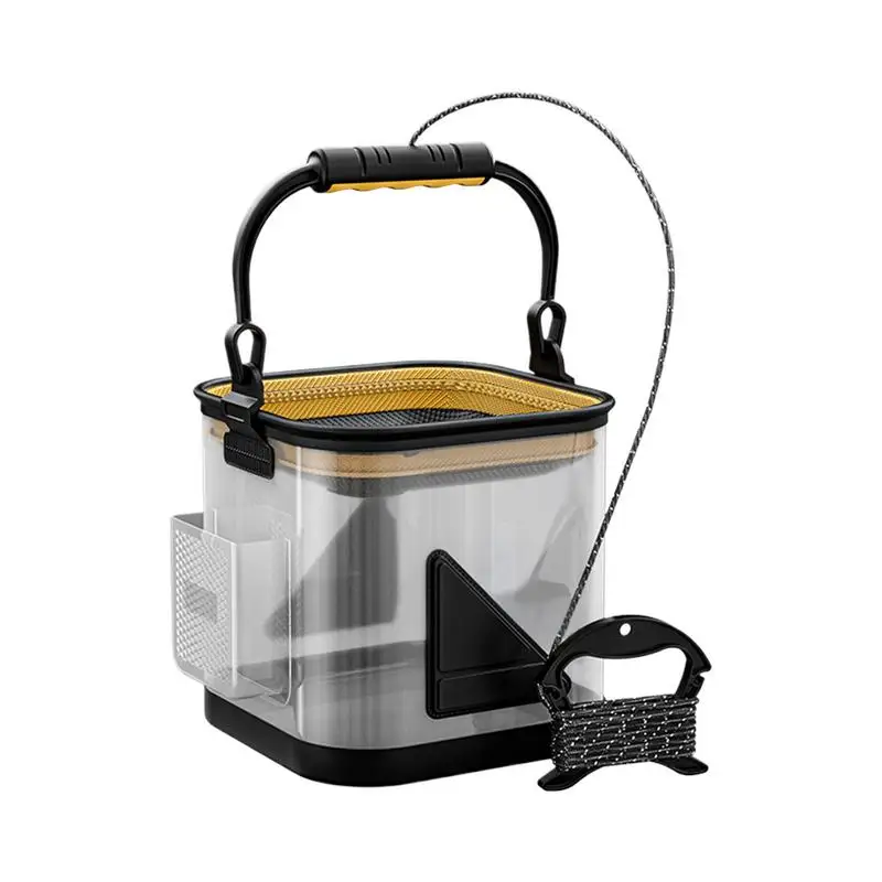 

Minnow Bucket Transparent Fishing Bucket Foldable EVA Fish Basket Container Portable Angler Accessories Camping Storage For