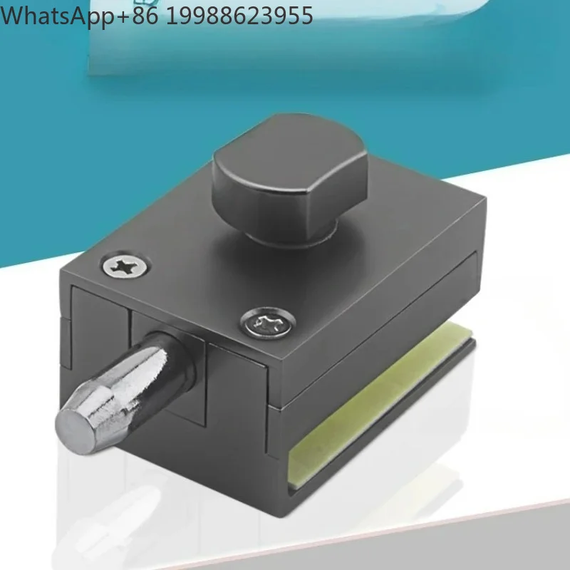 1 set of zinc alloy gun gray glass door lock bathroom shower room pin frameless single door double door floor lock 8~15mm glass