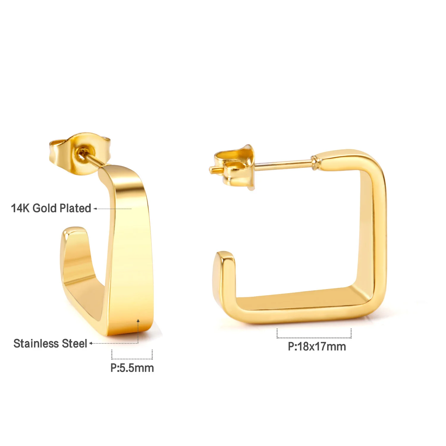LUXUSTEEL Golden Butterfly Geometric Women\'s Hoop Earrings Daisy Stainless Steel Earring Cubic Zirconia Party Jewelry Gifts