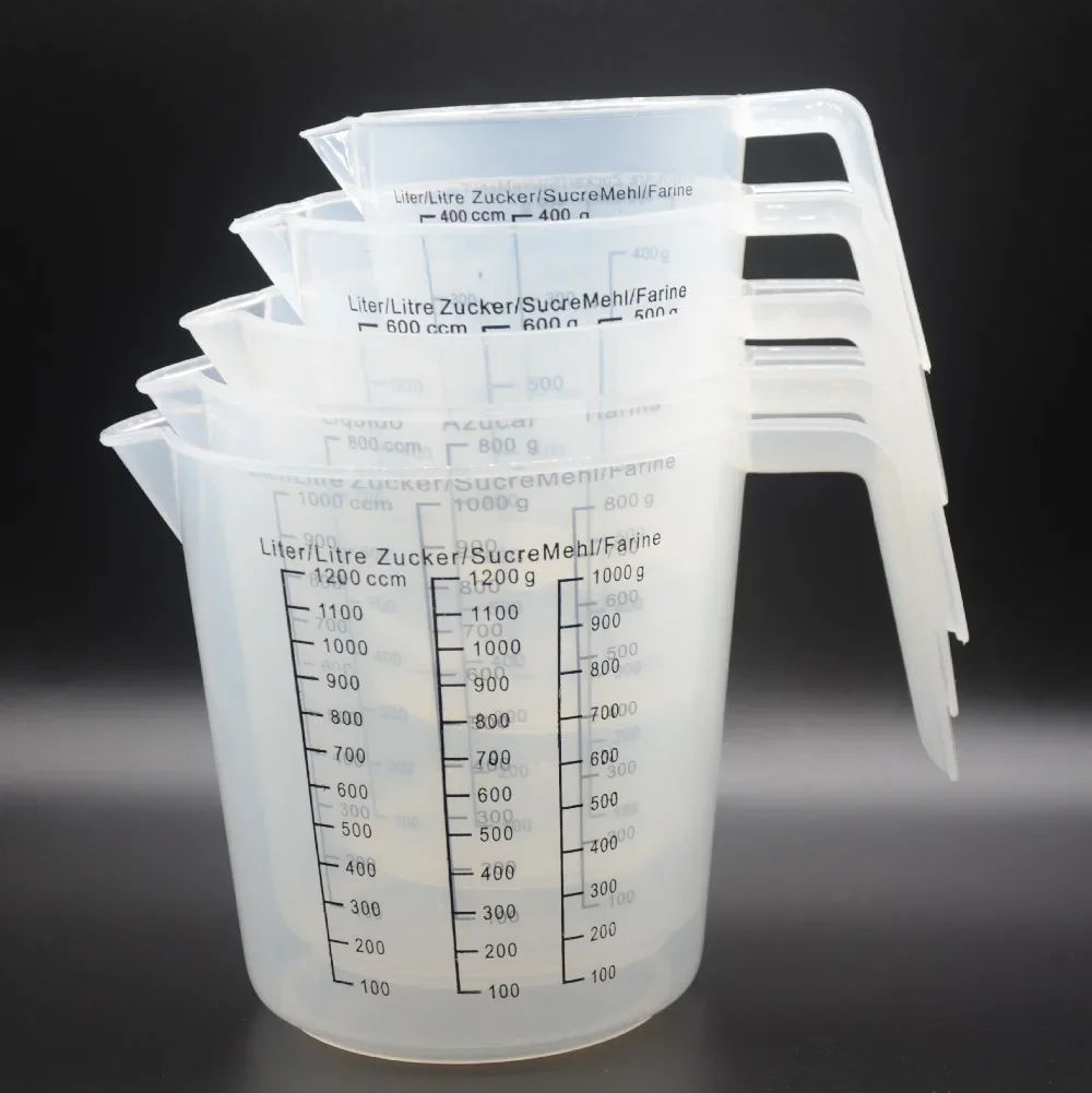 Kunststoff Messbecher 400/600/800/1000ML Krug Flüssigkeit Container Klar Backen Küche Mehl Wasser mit Abdeckung Küche Zubehör