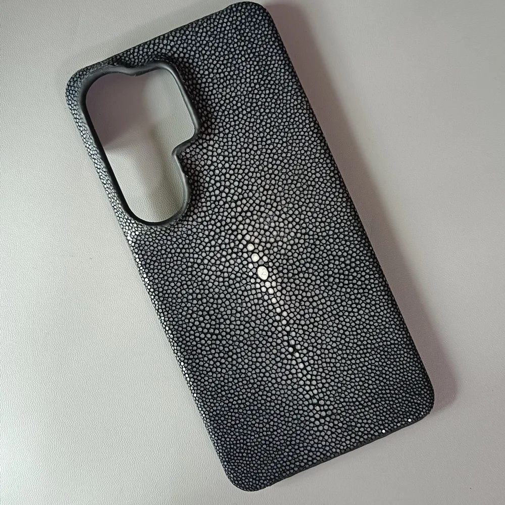 Handmade Genuine Stingray Leather Case for Samsung Galaxy S26 Ultra S25Ultra Real Pearl Fish Skin Hard Shockproof Back Cover
