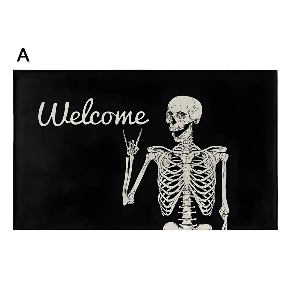 

Moisture-absorbing Entryway Mat Skeleton Print Halloween Rug Super Absorbent Bathroom Floor Mat with Anti-slip for Halloween