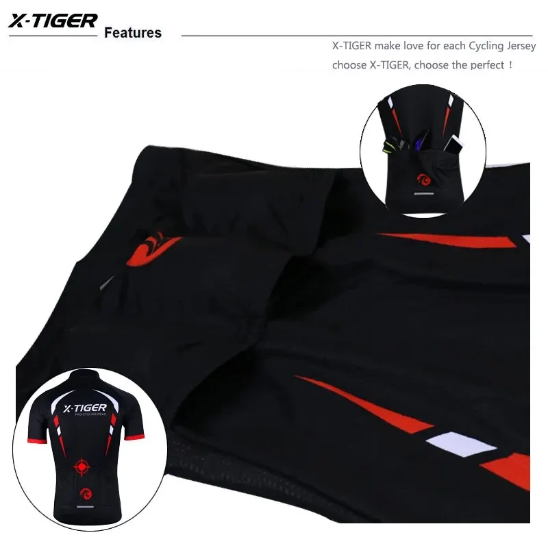 X-TIGER Cycling Jersey Men Mountain Bike Clothing Quick-Dry Racing MTB Bicycle Clothes Uniform Breathale Cycling Clothing Wear